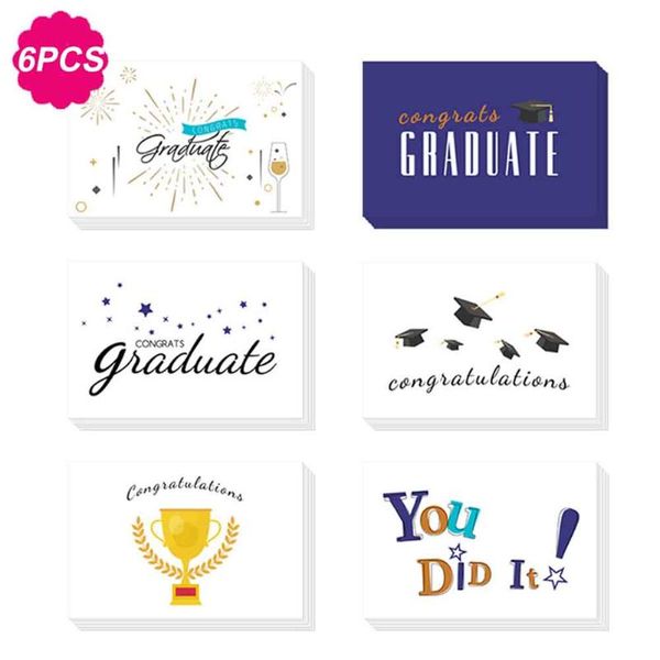 

greeting cards 6pcs/set gifts graduation season congratulation blank folded letters anniversary students party supplies rendered
