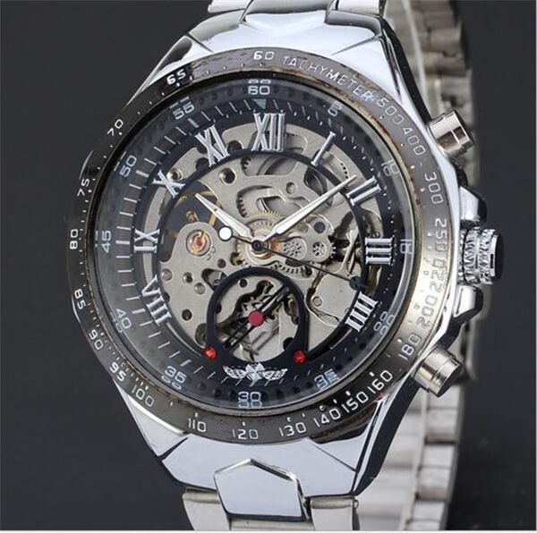 

sell winner fashion men watches mens automatic watch mechanical watch for man wn35, Slivery;brown