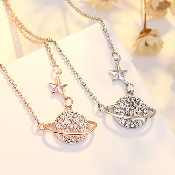 

2021 imitation silver necklace star clavicle jewelry diamond for girl gift