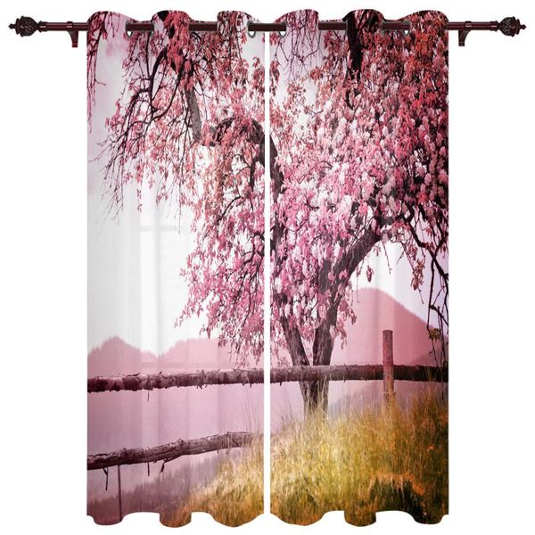 

exquisite home curtains spring flowering tree pink living room bedroom kitchen translucent polyester decorative curtains