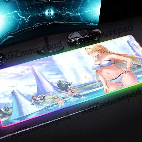 

mouse pads & wrist rests xgz large rgb gaming colorful pad black lock edge anime beautiful pool scenery custom office computer desk mat non-