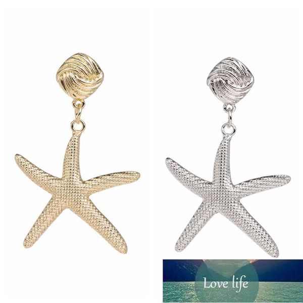 

dangle & chandelier fashion big exaggerated shiny star drop earrings for women summer sea starfish metal statement gift factory price expert, Silver