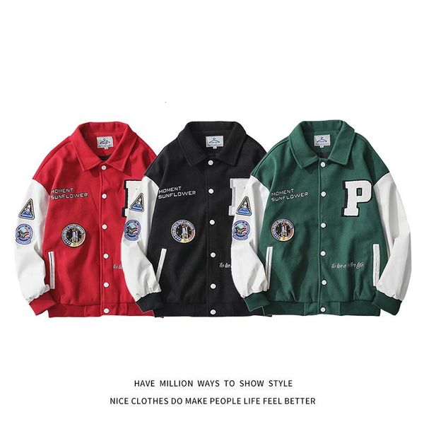 

men's jackets 2021 spring&autumn embroid letter bomber jacket women's boyfriend style baseball coat varsity street chic, Black;brown