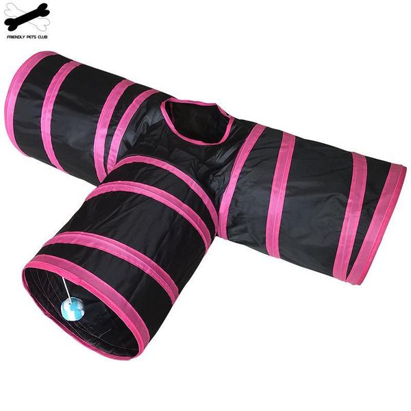 

small animal supplies 4 way cat tunnel house 3 holes foldable pet channel rolling collapsible toy dog training outdoor playing