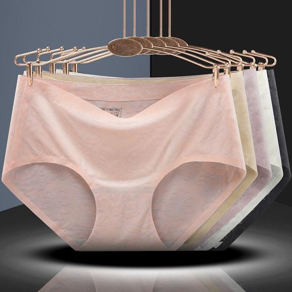 

women's panties ice silk soft fabric seamless women lace flower luxury style lady underwear thin calcinha breifs, Black;pink