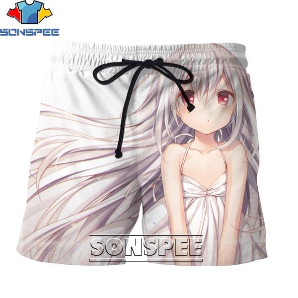

men's shorts sonspee fashion cartoon anime girls loli 3d printing summer creative harajuku personality beach, White;black