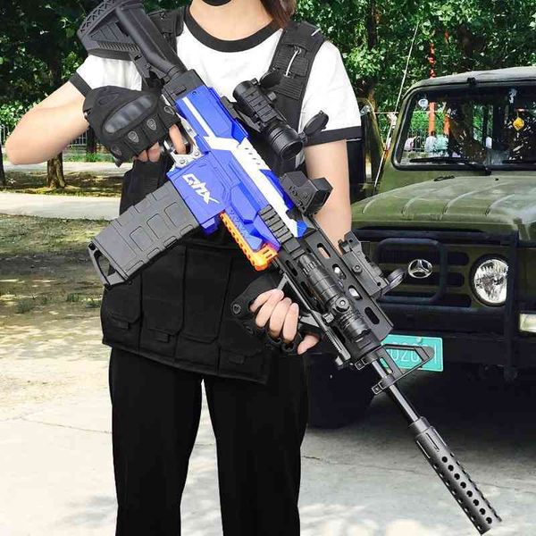 

electric continuous equipped with m416 bullet ak47 children's toy soft egg boy eating chicken full set of equipment simulation