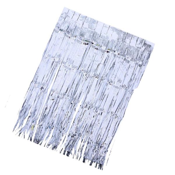 

party decoration 2pcs background rain curtain po backdrop accessary decor stage ornament (1m width, 2m high, silver)