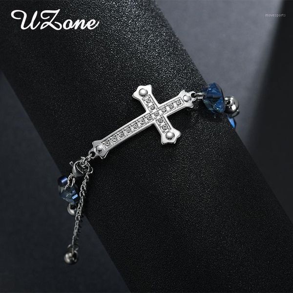 

charm bracelets uzone 2021 latest fashion sliver cross b heart bangle stainless steel for friend family gift1, Golden;silver