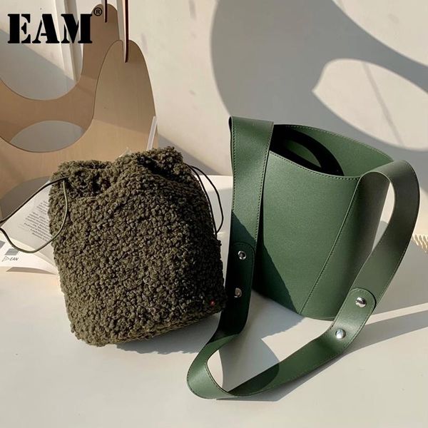 

shoulder bags [eam] women trend drawstring bucket pu leather flap personality all-match crossbody bag fashion tide 2021 18a1626