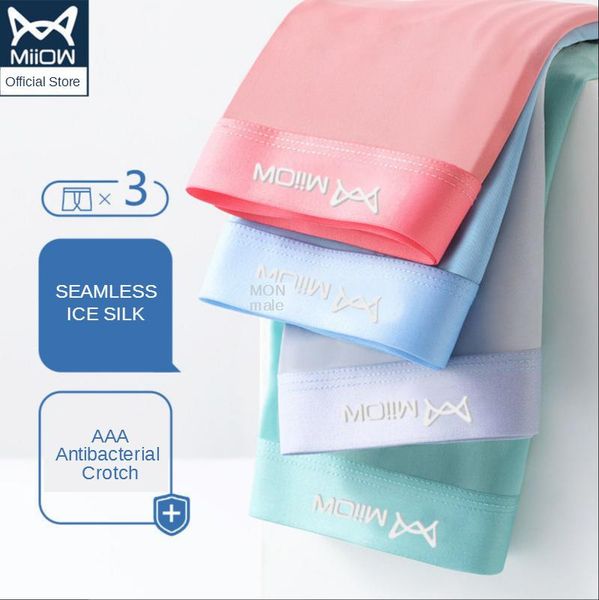 

underpants miiow men's underwear ice silk matte modal boxer shorts summer air permeable thin, Black;white