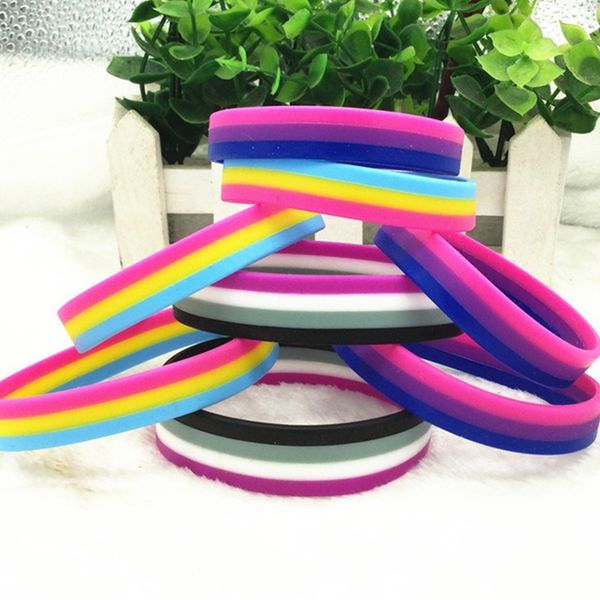 Braceletes de borracha de silicone bissexual orgulho gay esportes pulseira de pulso