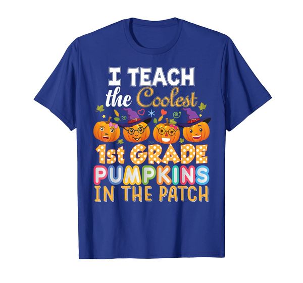 

i teach the coolest 1st grade pumpkins in patch t-shirt, White;black