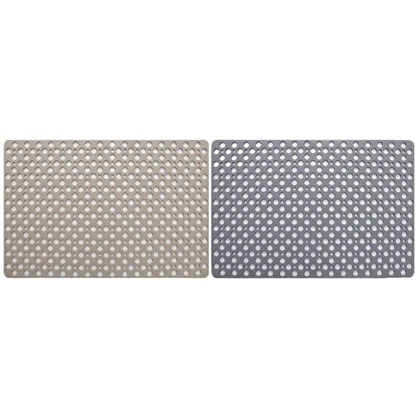

bath mats 2 pcs non slip mat anti mould shower tpe bathroom bathtub floor with suction cups khaki & gray