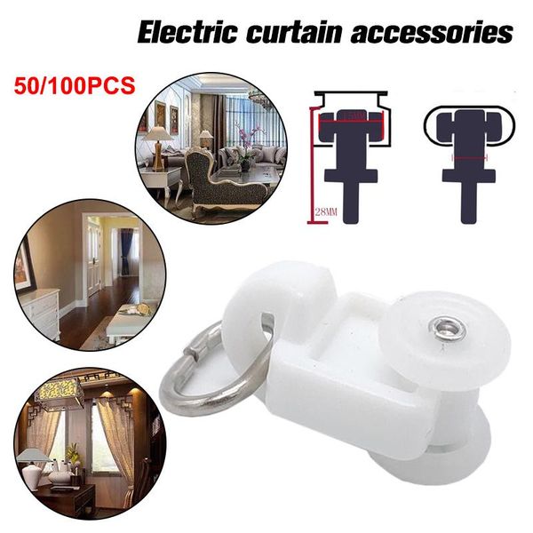 

smart home control 100pcs curtain track sliding runners carrier rollers for straight wheel rail accessories