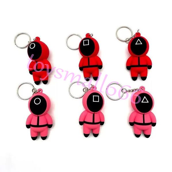 

fidget toys squid game halloween keychain soldier triangle series creative charms 3d mini doll figurine key ring car backpack pendant gift o