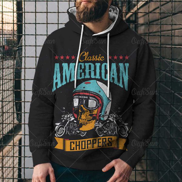 

2021 spring and autumn skeleton cool street trend digital printed sweater men's hoodie casual pullover sweater0t7b, Black