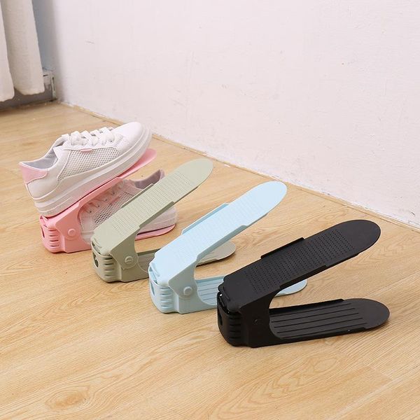 

hooks & rails storage adjustable simple double-layer shoe rack plastic integrated bracket household space-saving organizer