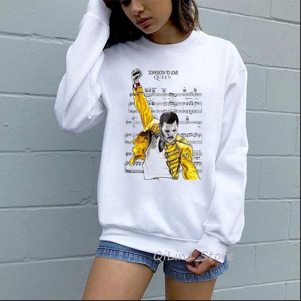 

classic rock queen band hoodie woman streetwear freddie mercury print hip hop punk oversized hoodie women sweatshirt pullover, Black