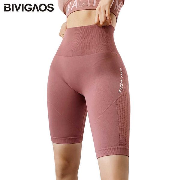 

bivigaos letter high waist shorts quick-drying hip up biker shorts fitness short high stretch sport shorts women 210616, White;black
