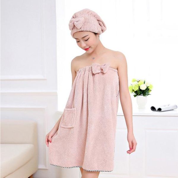 

towel 1set towelling bathrobe bathroom soft microfiber magic absorbent bath dress with hair quick dry towels for women