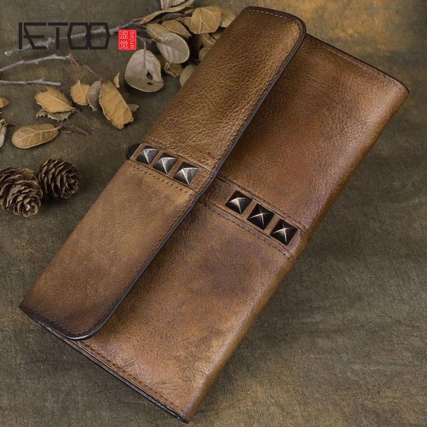 

wallets aetoo leather long wallet, first layer cowhide retro multifunctional clutch, distressed and polished fashion clutch, Red;black