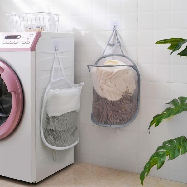 

wall hanging dirty clothes basket portable mesh bathroom dirty clothes storage bags