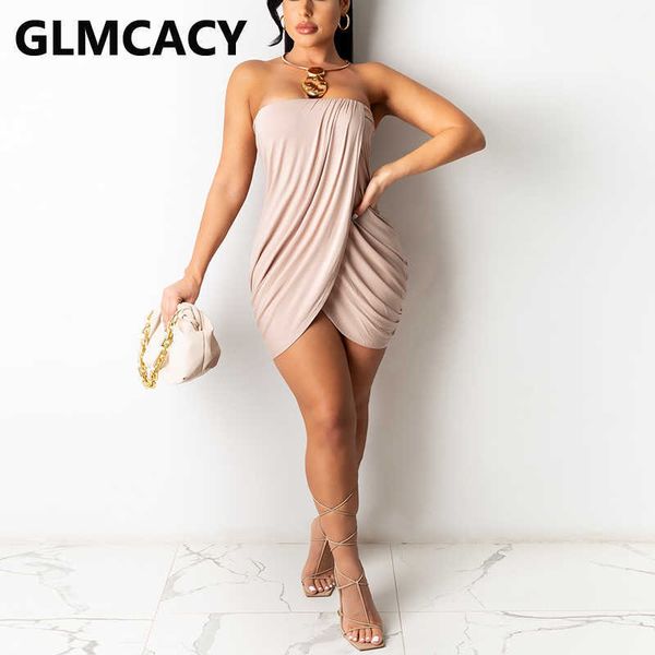 

women strapless sleeveless pleated solid color bodycon mini dress 210702, Black;gray