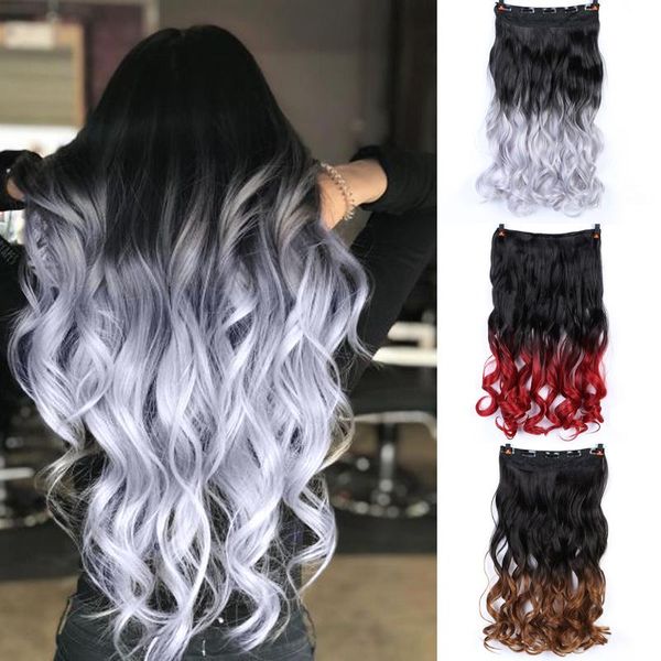 

synthetic wigs pageup clip in one piece brazilian hair 5 clips straight, Black