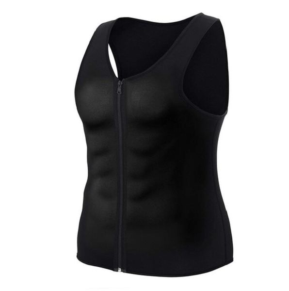

mens zipper neoprene shaper waist trainer sauna vest slimming weight loss corset compression sweat shapewear face lift cellulite