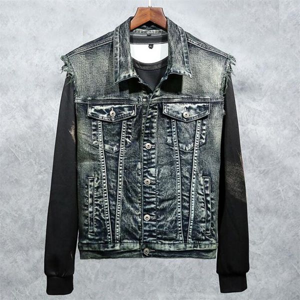 

men's vests 2021 retro fashion jeans vest washed embroidery eagle cowboy motorcycle street style wear, Black;white