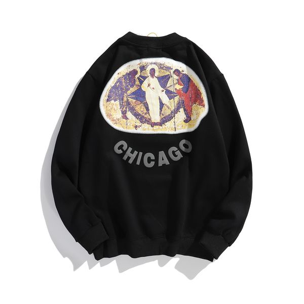 

2021 new kanye west estranho coisas oversize hoodies harajuku velo de rua casual sweatshrit  pulver capuz q1o9, Black