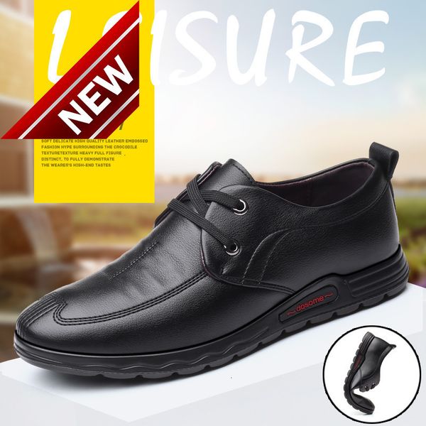 

2021 summer new business fashion british dad men's casual formal wear-resistant soft sole super fiber leather shoes, Black