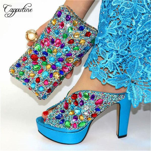 

dress shoes capputine italian with matching bags set african women party and bag sets slipper sandals purse, Black