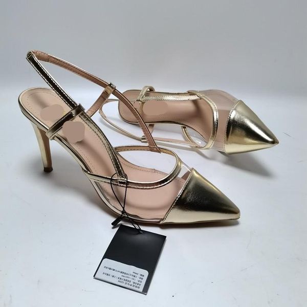 

dress shoes high heel sandal for women all-match lady 2021 cross-shoes large size high-heeled stiletto girls clear gold comfort po, Black