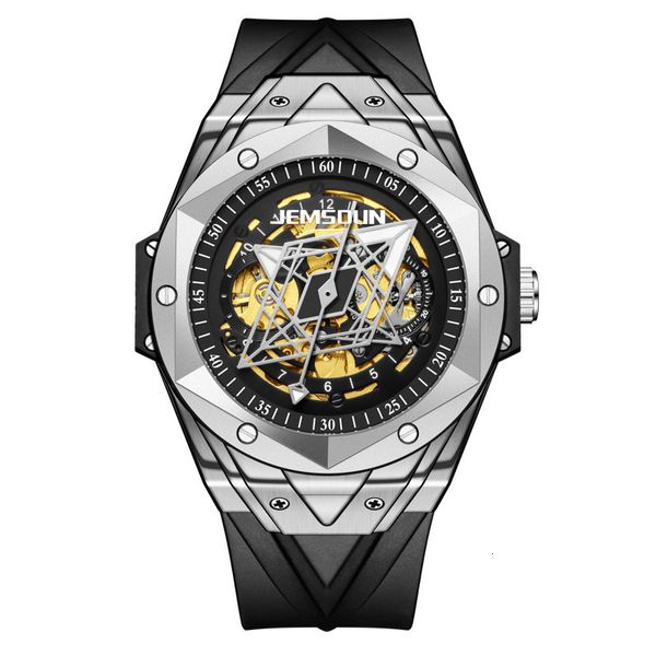 

watch tiktok, voice, live, fashion man, automaton mechanical , silicone waterproof 25, Slivery;brown