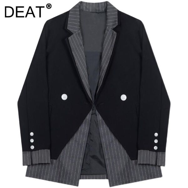 

women's suits & blazers [deat] women blazer turn-down collar long sleeve temperament splicing loose fit coat fashion tide spring autumn, White;black