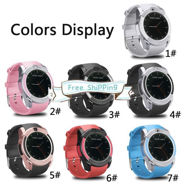 

dhl v8 smart watch wristband watch band with 0.3m camera sim ips hd full circle display smart watch for a-ndroid system with box