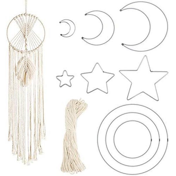 

decorative objects & figurines metal tassel rope round half moon catcher hoops of cotton suitable for diy wreath hanging jewelry handmade cr