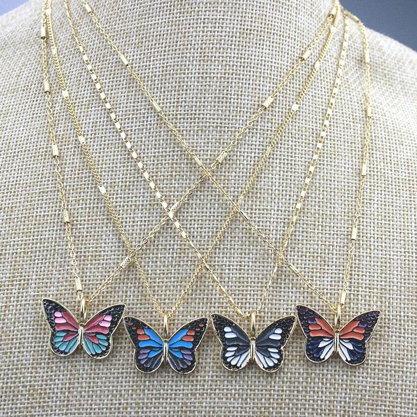 

pendant necklaces 18inch 10pcs/lot design enamel charm necklace,colorful butterfly jewelry, plated chain necklace wholesale, Silver