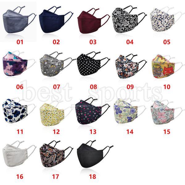 

new floral printed mask 18 styles anti dust face masks washable face cover reusable cotton cloth mouth muffle zza3403