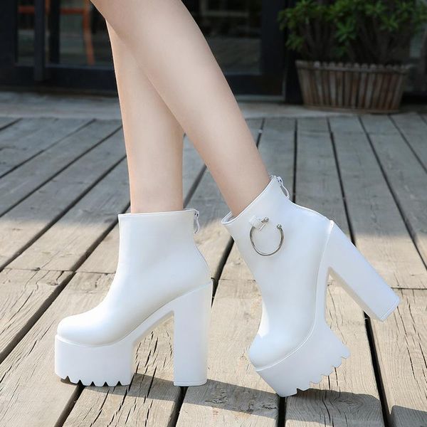 

boots model fashion show super high-heeled short autumn european american nightclub women's, Black