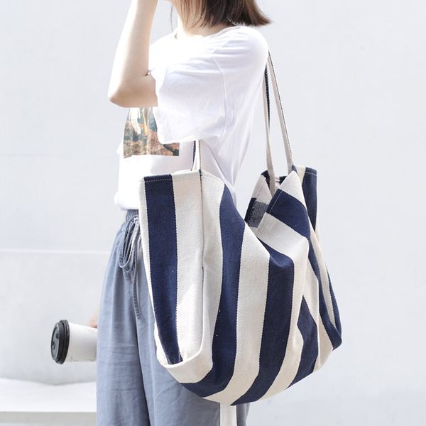 

hbp korean retro literature handbag simple small fresh stripe canvas bags leisure large capacity one shoulder women's bag, Black;red