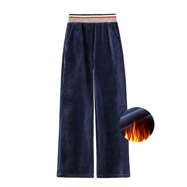 

women's pants & capris 305 winter trend corduroy wide leg stripe elastic waist warm fleece women trousers retro school female, Black;white