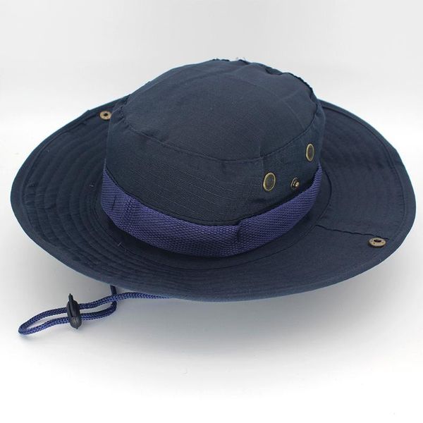 Cappelli a tesa larga Cappello da pescatore Safari Boonie Uomo Panama Pesca Cotone Esterno Unisex Donna Estate Caccia Bob Sole_voghion.com