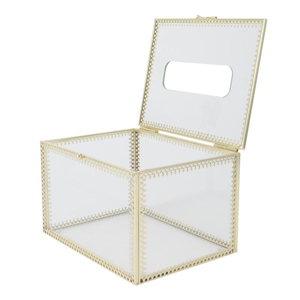 

tissue boxes & napkins nordic box household light luxury golden copper rim glass tablestorage coffee table restaurant pumping