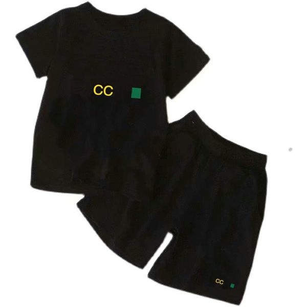 Em estoque Hot Luxury Logo Designer Boy T-Shirt Calças 2-10 Anos Conjunto Marca Crianças 2 Peças Roupas de Algodão Meninos Moda Vestuário