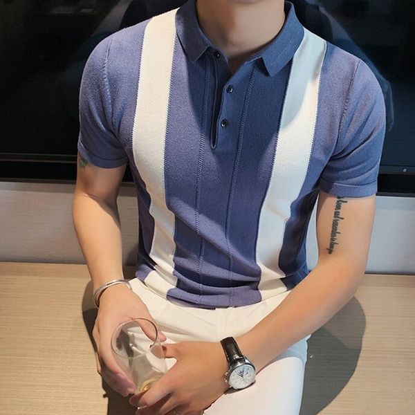 

wisteria blue men s street polo shirt comfortable classic fashion daily travel work party, White;black