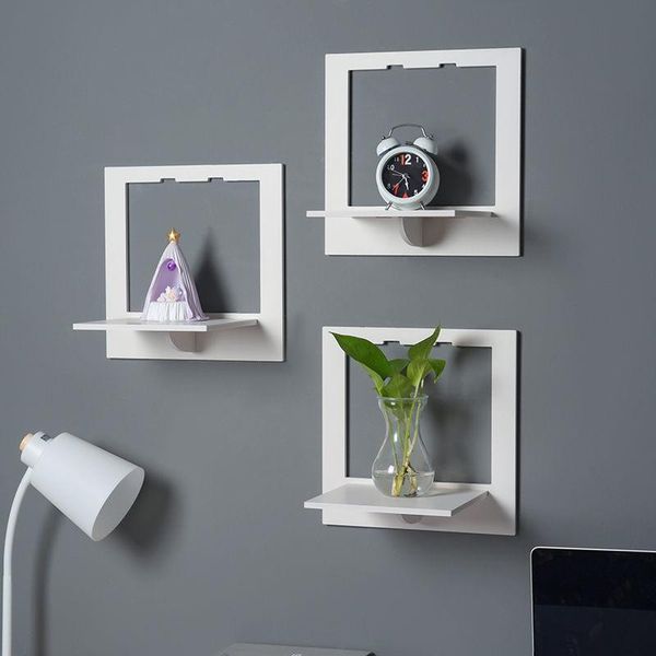 

other home decor wall shelf storage organizer flower vase punch wall-mounted shelves rack for bedroom living room