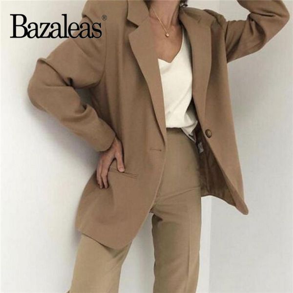 

women's suits & blazers bazaleas khaki 2 piece set women fashion two suit casual tailleur femme drop, White;black